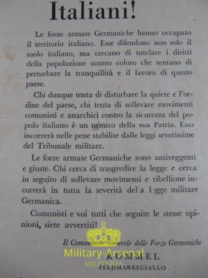 Volantino di Propaganda RSI Rommel Feldmaresciallo | Military Arsenal