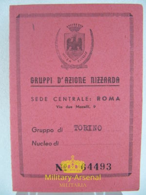 Gruppi d'azione Nizzarda tessera 1942 | Military Arsenal