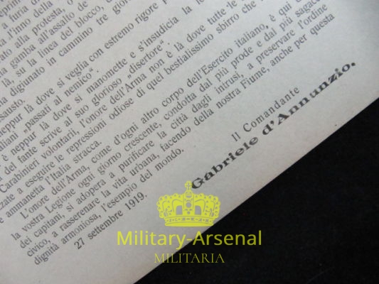 Gabriele D'Annunzio Fiume volantino di propaganda 2 | Military Arsenal
