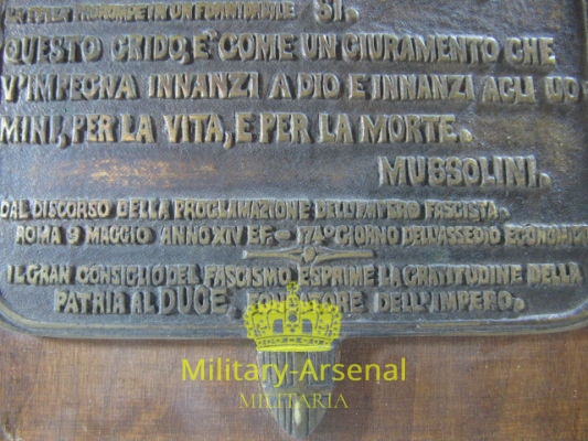 P.N.F. Guerra d' Africa placca in bronzo | Military Arsenal