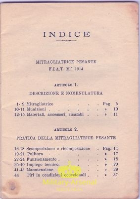 Manuale Mitragliatrice Fiat  Mod.1914 | Military Arsenal