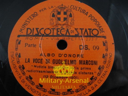 Guglielmo Marconi disco 78 giri Discoteca di Stato | Military Arsenal