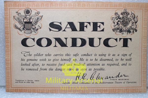 Safe Conduct 1944 volantino | Military Arsenal