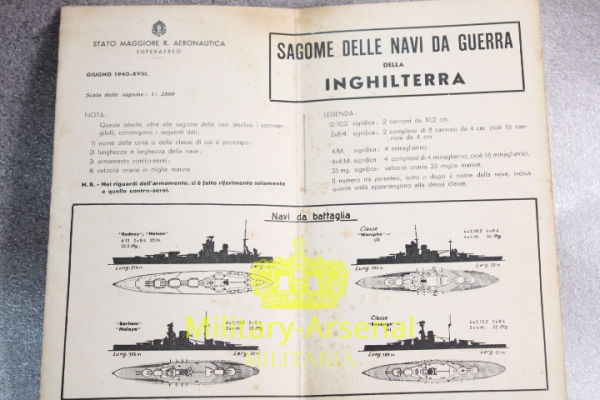 WWII Regia Aeronautica Sagoma navi da guerra Inglesi 1940 | Military Arsenal