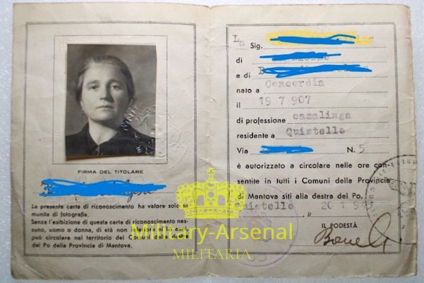 R.S.I. documento di riconoscimento comune di quistello curiosità | Military Arsenal