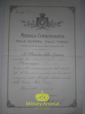 Diploma Guerra Italo-Turca | Military Arsenal