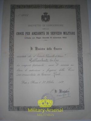 Diploma per Croce di Anzianità | Military Arsenal