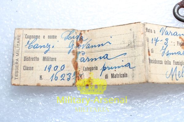 WWI pistrino di riconoscimento mod. 1916 8° Regg. fanteria Cuneo Dog-tag | Military Arsenal