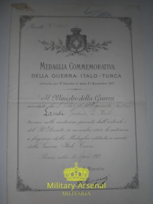 Diploma Guerra Italo-Turca 2 | Military Arsenal