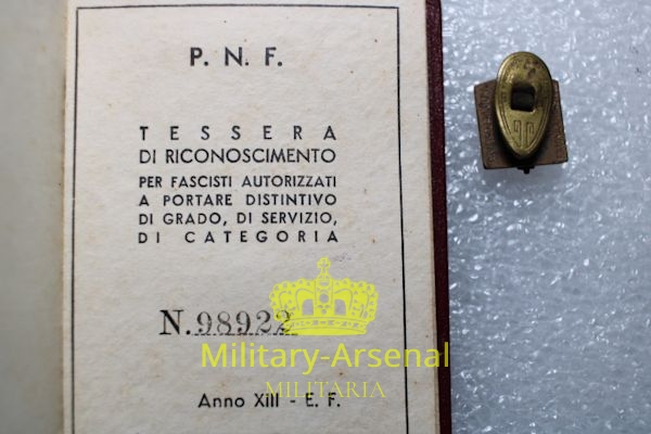 PNF Tessera con distintivo Oderzo  | Military Arsenal