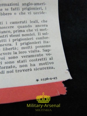 Volantino di Propaganda RSI Repubblica Sociale Italiana 2 | Military Arsenal