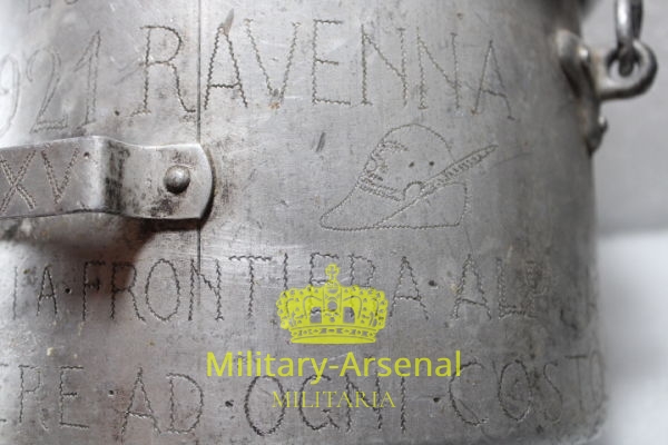 WWII Guardia alla Frontiera Alpina gavetta incisa XXV settore G.A.F. | Military Arsenal