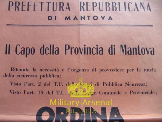 RSI Repubblica Sociale Italiana Mantova manifesto | Military Arsenal
