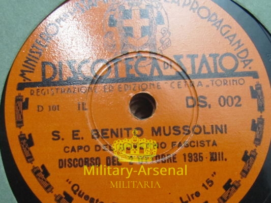 Dischi 78 giri  Benito Mussolini | Military Arsenal