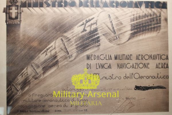 Regia Aeronautica diploma lunga navigazione aerea 1938 | Military Arsenal