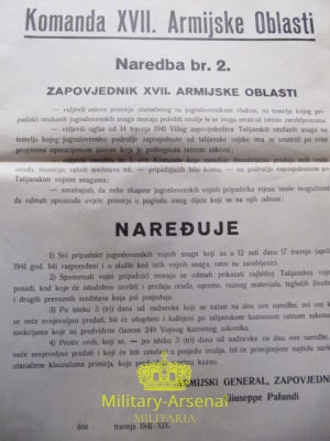WWII Fronte Jugoslavo XVII° Corpo d'Armata armistizio1941 | Military Arsenal