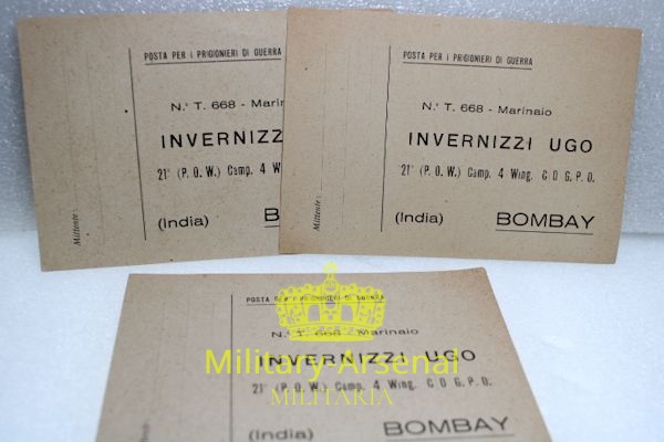WWII Posta Militare prigionieri di Guerra Bombay | Military Arsenal