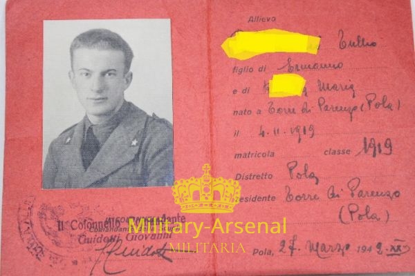 Bersaglieri Pola 1942 tessera | Military Arsenal