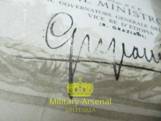 Rodolfo Graziani Maresciallo d'Italia autografo su attestato | Military Arsenal