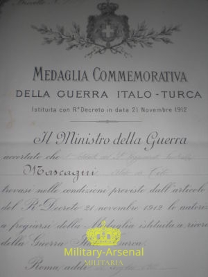 Diploma Guerra Italo-Turca | Military Arsenal
