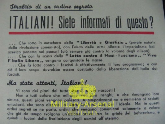 Volantino di Propaganda RSI Repubblica Sociale Italiana | Military Arsenal