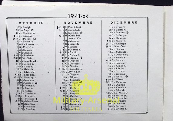 Regia Marina calendario Incr.Duca D'Aosta 1941 | Military Arsenal