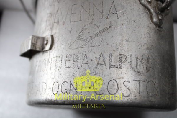 WWII Guardia alla Frontiera Alpina gavetta incisa XXV settore G.A.F. | Military Arsenal