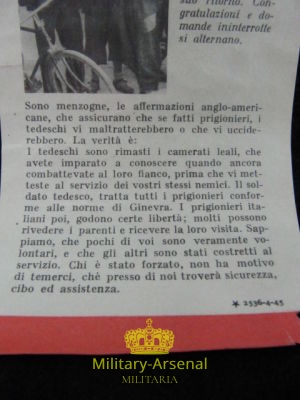 Volantino di Propaganda RSI Repubblica Sociale Italiana 2 | Military Arsenal