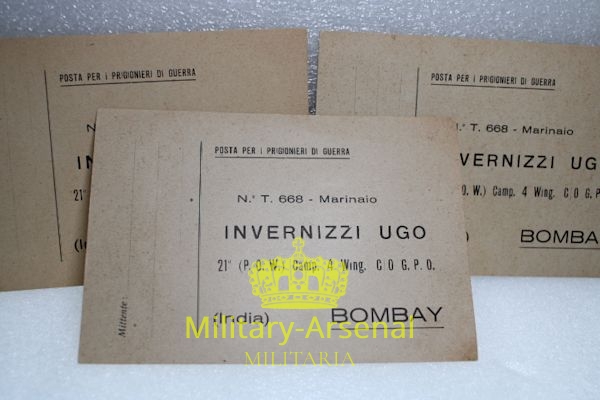 WWII Posta Militare prigionieri di Guerra Bombay | Military Arsenal