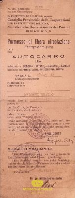 RSI documenti Bologna 1944 permessi di circolazione. | Military Arsenal