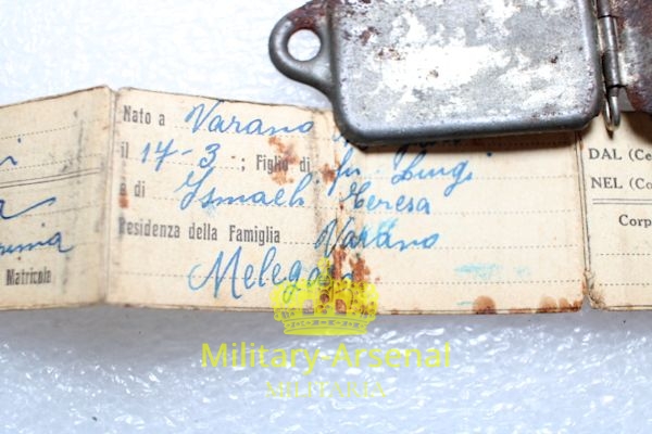 WWI pistrino di riconoscimento mod. 1916 8° Regg. fanteria Cuneo Dog-tag | Military Arsenal