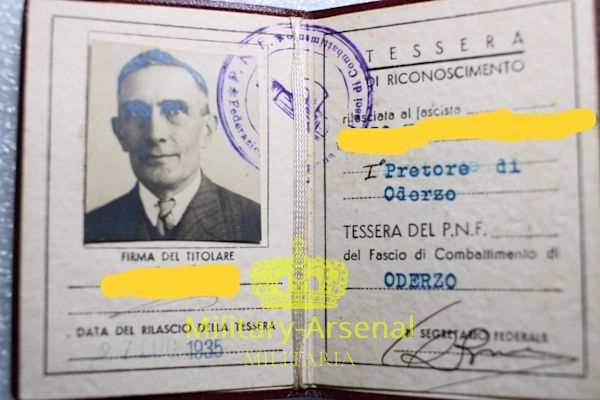 PNF Tessera con distintivo Oderzo  | Military Arsenal