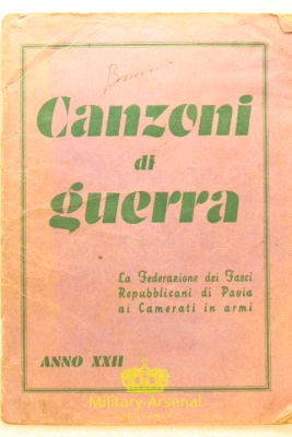 Canzoni di Guerra 1944 Fasci Repubblicani di Pavia RSI | Military Arsenal