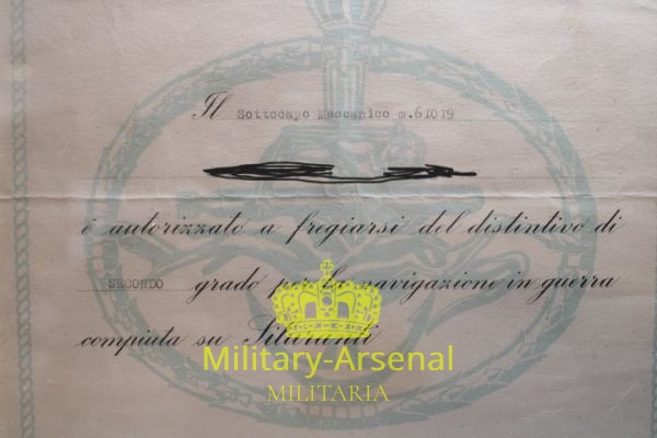 WWII Regia Marina diploma per distintivo SILURANTI | Military Arsenal