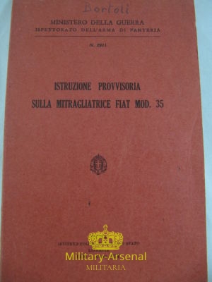Mitragliatrice Fiat modello 35 manuale | Military Arsenal