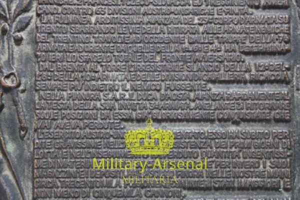 Bollettino della Vittoriai DIAZ placca da scrivania. | Military Arsenal