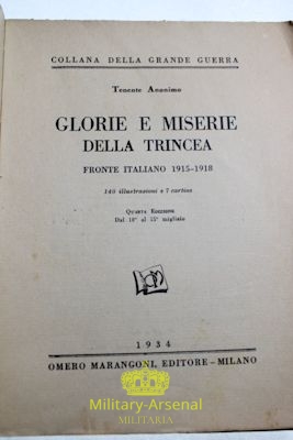 Arditi Libro Glorie e miserie della Trincea Ten.Anonimo | Military Arsenal