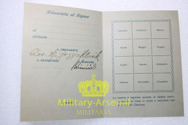 Tessera Associazione Dalmata Milano | Military Arsenal