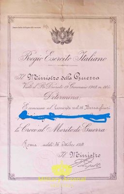 Diploma medaglia al Valore Bronzo 16° Reggimento Bersaglieri WWI  | Military Arsenal