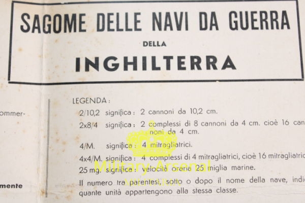 WWII Regia Aeronautica Sagoma navi da guerra Inglesi 1940 | Military Arsenal