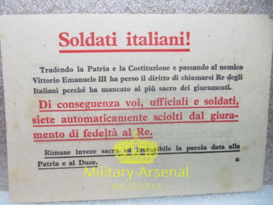 Volantino di Propaganda RSI Repubblica Sociale Italiana 5 | Military Arsenal