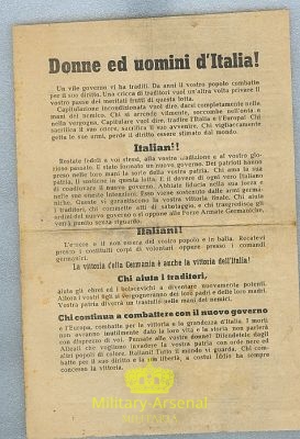 Volantino di Propaganda leaflet  RSI 3 | Military Arsenal