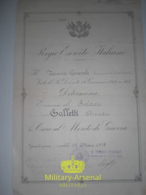 Diploma Croce al Merito di Guerra | Military Arsenal