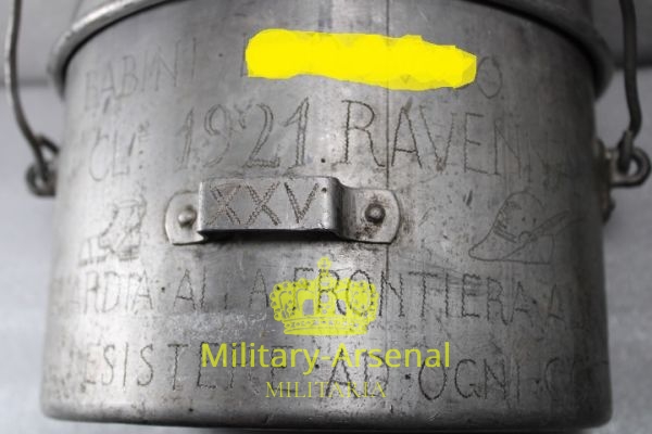 WWII Guardia alla Frontiera Alpina gavetta incisa XXV settore G.A.F. | Military Arsenal