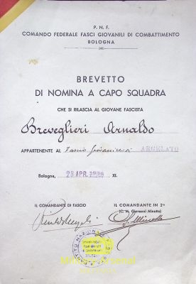Diploma Fasci Giovanili di Combattimento  | Military Arsenal
