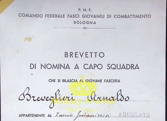 Diploma Fasci Giovanili di Combattimento  | Military Arsenal