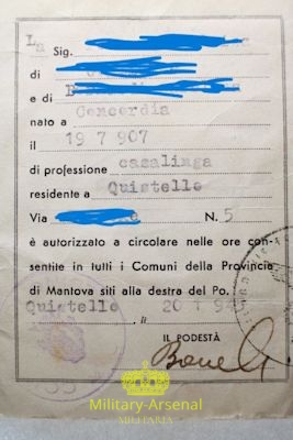 R.S.I. documento di riconoscimento comune di quistello curiosità | Military Arsenal