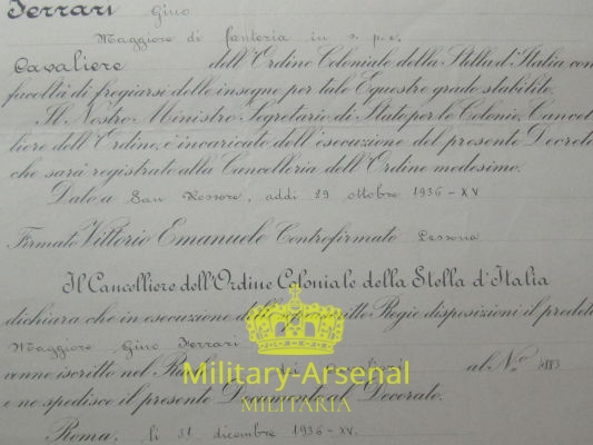 Diploma Ordine Coloniale | Military Arsenal