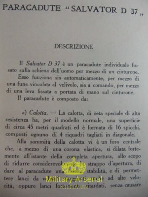 Regia Aeronautica Paracadute Salvator D 37 | Military Arsenal