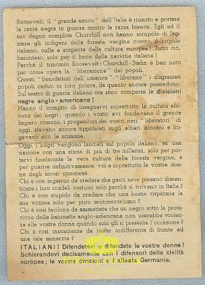 Volantino di Propaganda leaflet  RSI | Military Arsenal
